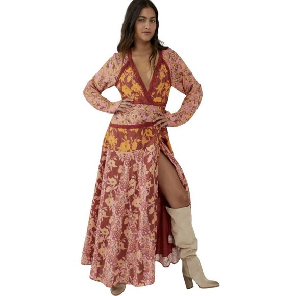Free People $168 Tilda Wrap Boho Floral Maxi Dress Size Small NWT - Picture 2 of 12